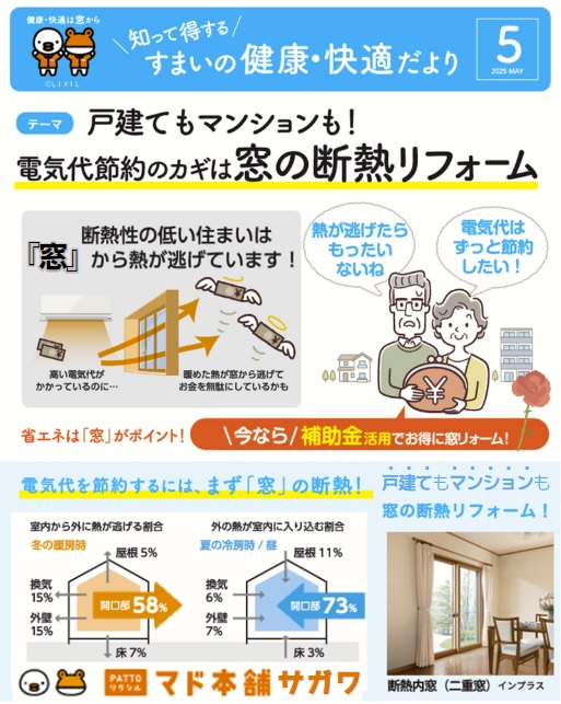 すまいの健康快適だより5月号【電気代節約のカギは・・・】 サガワのブログ 写真1