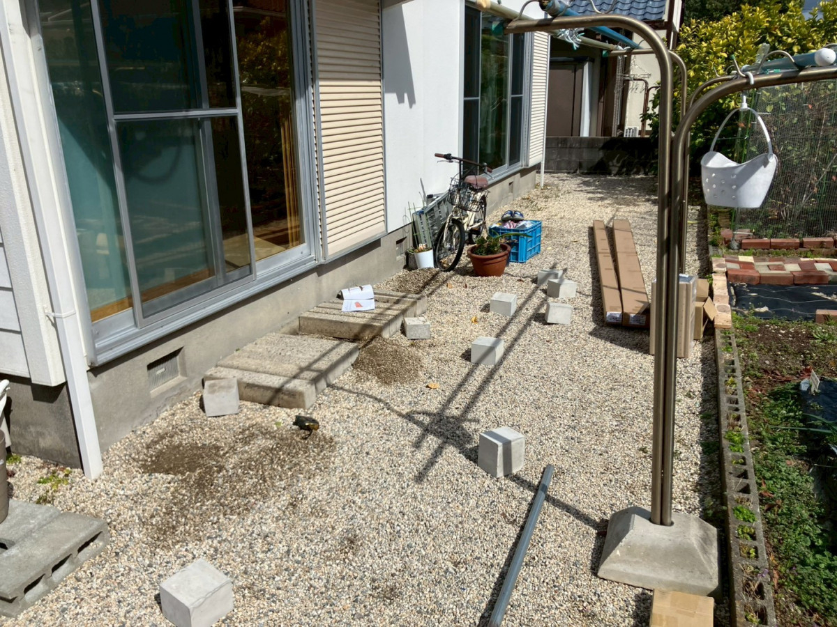 大和アルミトーヨー住器の（佐賀市）毎日のお洗濯が快適に！デッキ、テラス施工しましたの施工前の写真1