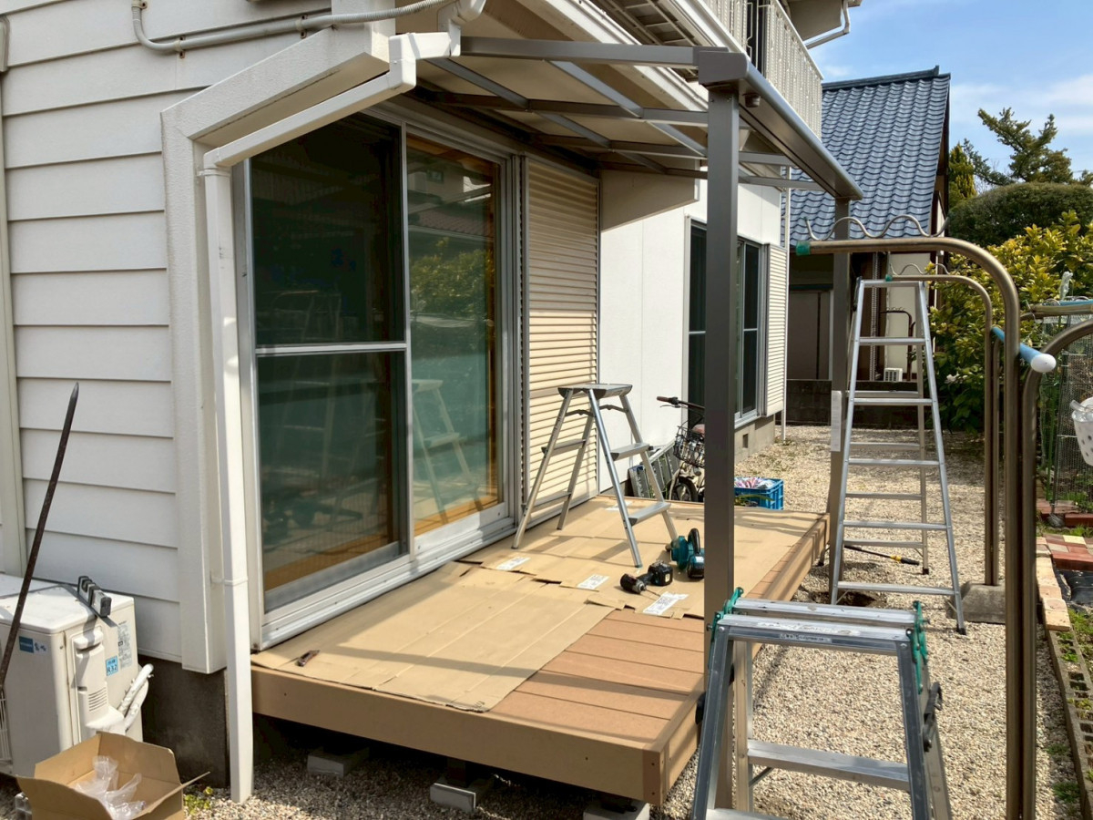 大和アルミトーヨー住器の（佐賀市）毎日のお洗濯が快適に！デッキ、テラス施工しましたの施工前の写真3