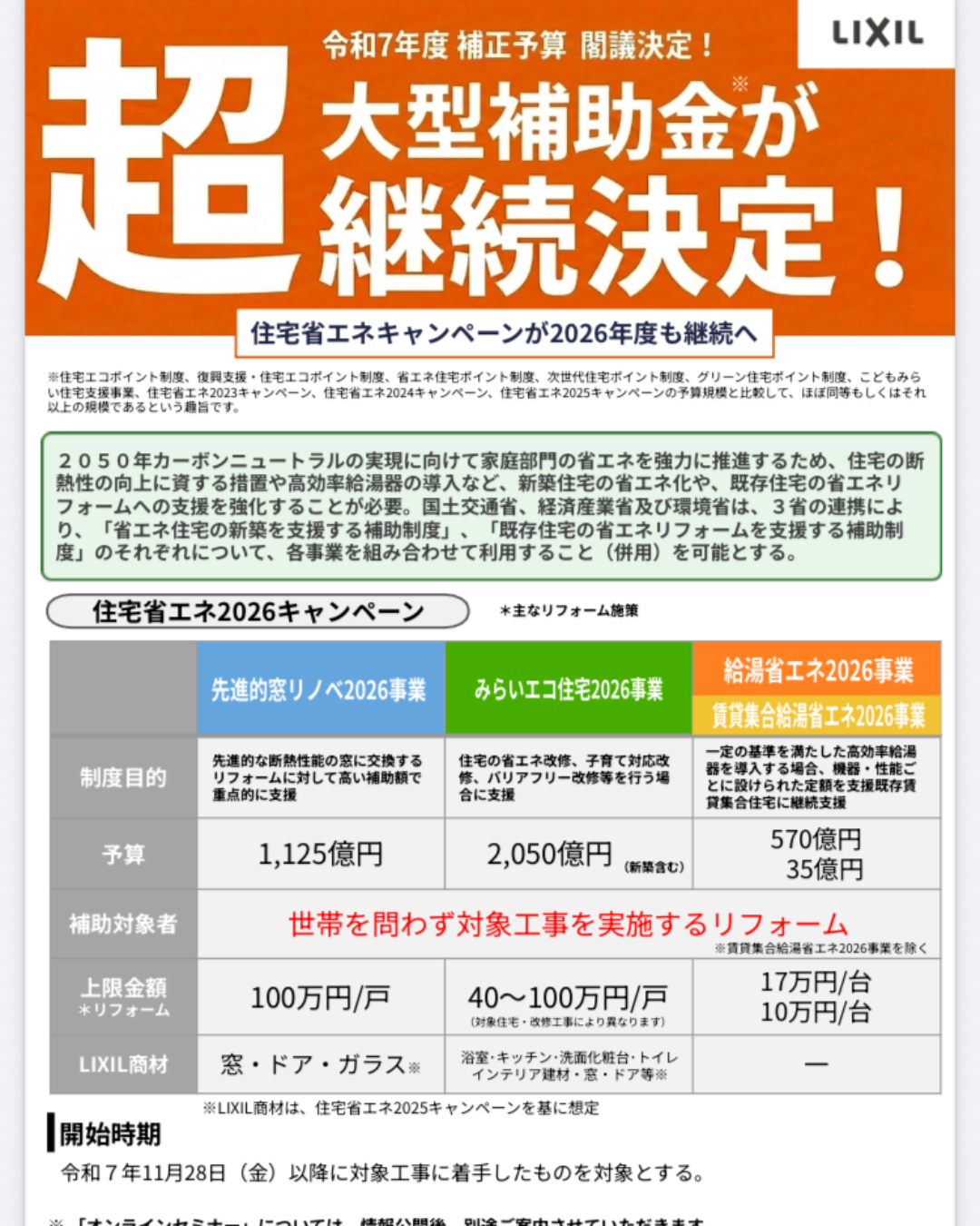 住宅省エネキャンペーンが2026年度も継続へ 石田ガラスサッシ販売のイベントキャンペーン 写真1