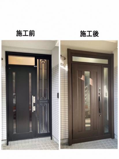広島ガラス建材トーヨー住器のリシェント玄関ドア　取替工事施工事例写真1