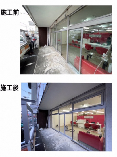 広島ガラス建材トーヨー住器の店舗入口　取替工事を行いました施工事例写真1