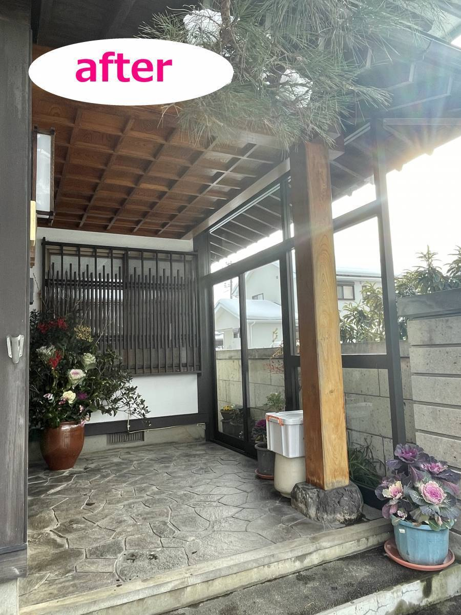 結城ガラス店の☆風除室設置で雪・雨・風・花粉対策(^▽^)/☆の施工後の写真1