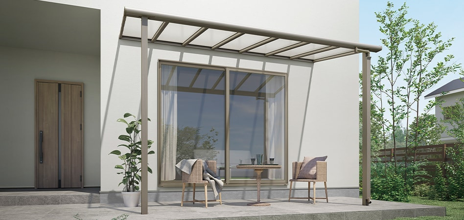 出雲トーヨー住器の自転車置き場として、テラス屋根を取付させていただきましたのお客さまの声の写真1