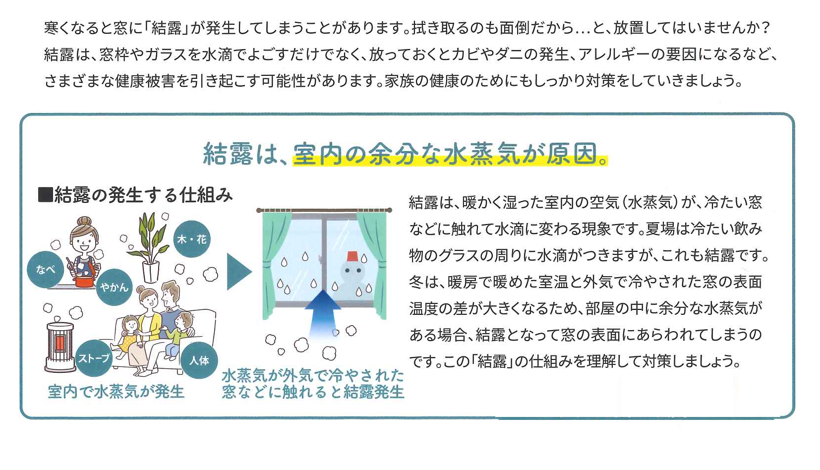 2024．1月号　🐥すまいの健康・快適だより🐸　放置厳禁！　結露軽減で健康すまい 県南サッシトーヨー住器のブログ 写真2