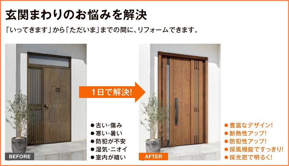 諫早トーヨーの素敵に大変身✨　壁を壊さずに、玄関ドアを1日でリフォーム　「リシェント」の施工事例詳細写真1