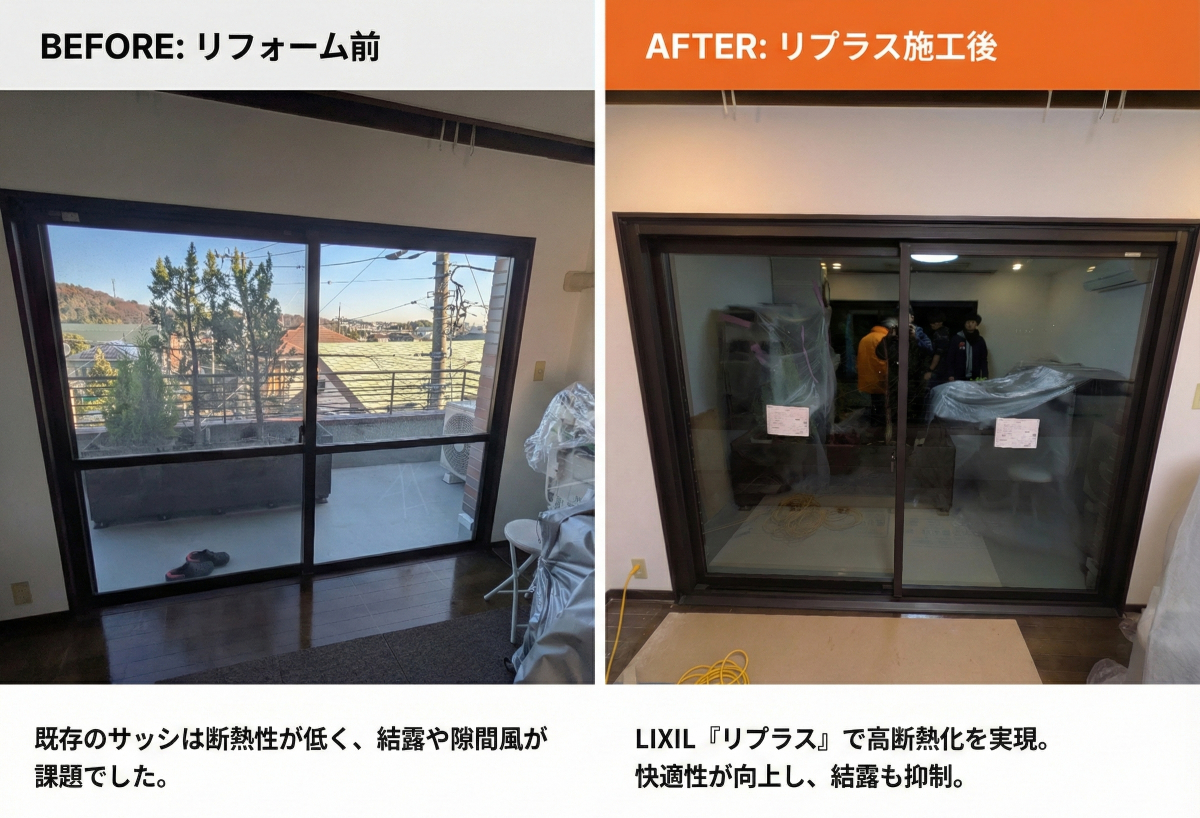 はやぶさアルミの【2026年も補助金対象！】LIXIL「リプラス」のカバー工法で快適な窓辺へリフォーム施工事例写真1