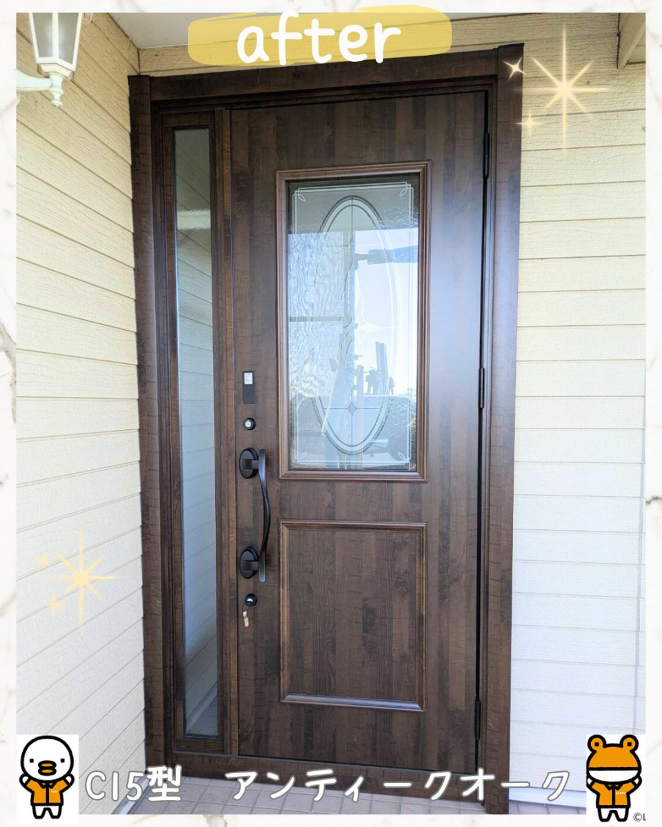 小島サッシトーヨー住器の剥がれて傷んだ扉もたった１日でリフレッシュ🏠✨の施工後の写真1