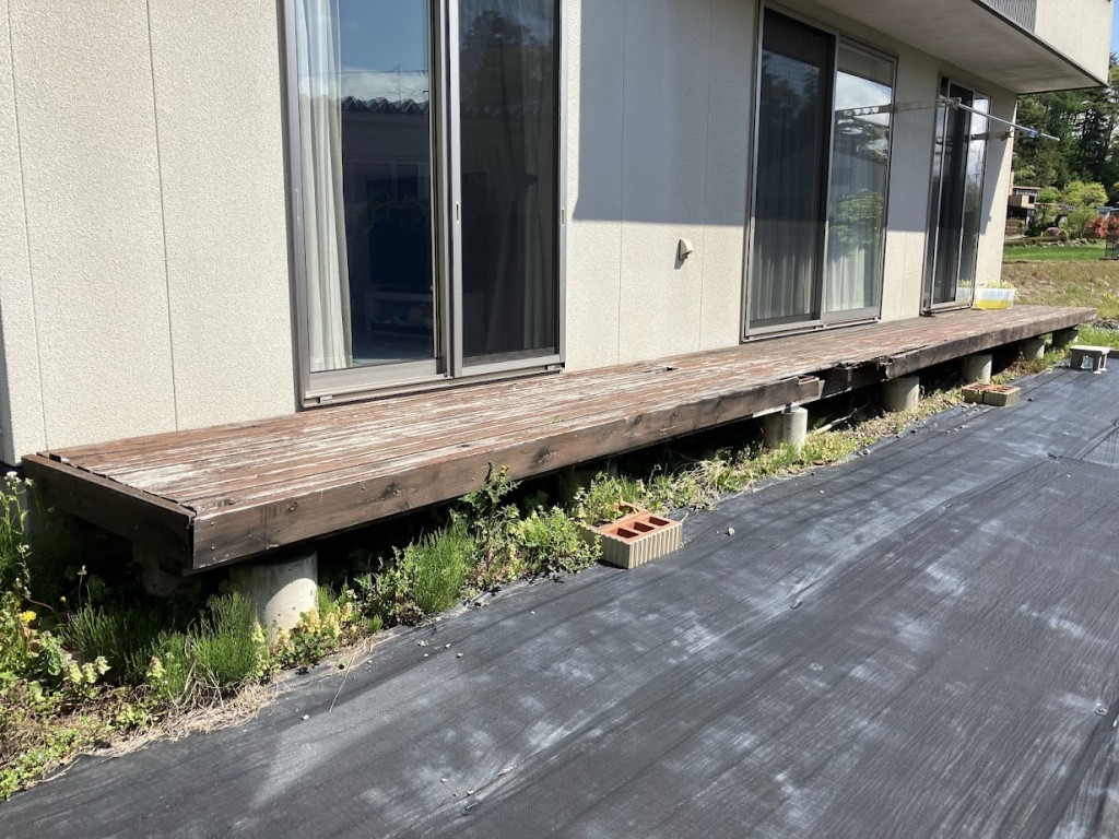 NCCトーヨー住器 諏訪店の人工木デッキ　樹ら楽ステージ　取り付けました！！の施工前の写真2