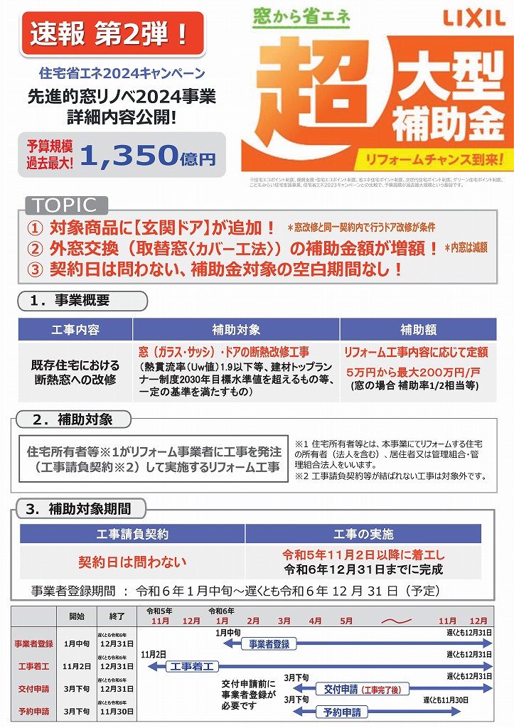 リフォーム補助金最新情報！【住宅省エネ2024キャンペーン】 伸興トーヨー住器のイベントキャンペーン 写真2