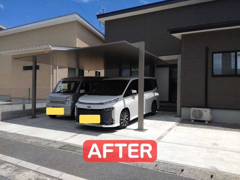 日向トーヨー住器の【日向市】住宅と美しく調和するカーポートSC施工例の施工後の写真3
