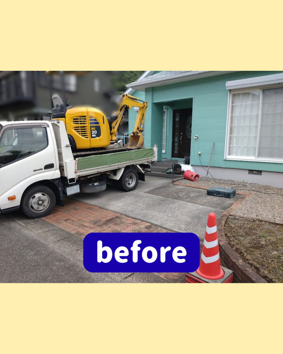 日向トーヨー住器の【日向市】家族思いのリフォーム★駐車場拡張＆カーポート設置・ベランダ増設・玄関スロープ+手すり設置★の施工前の写真2