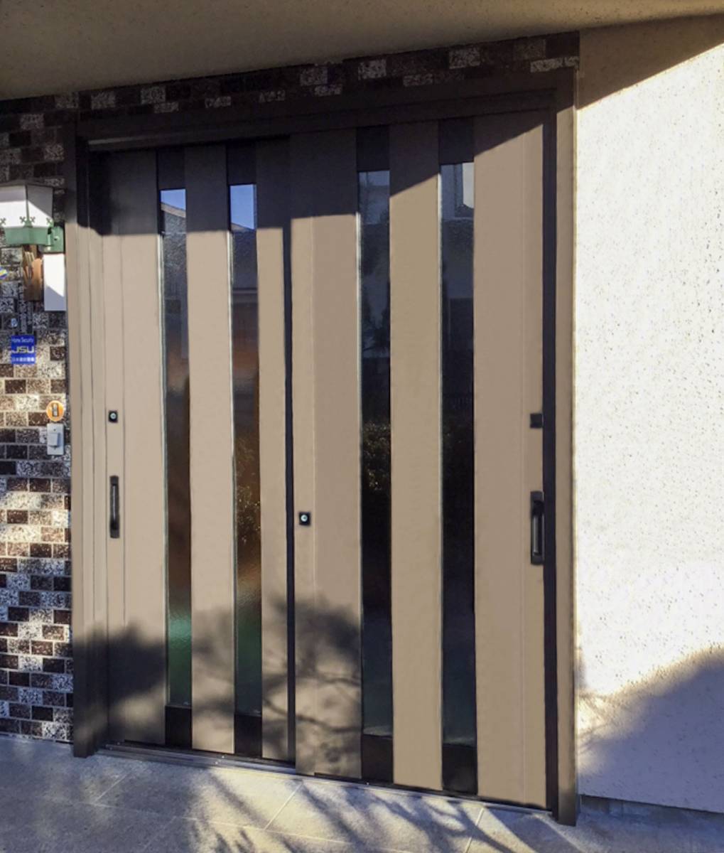 ネットアスのアルミ製の玄関引戸を断熱玄関引戸にリニューアルの施工後の写真1