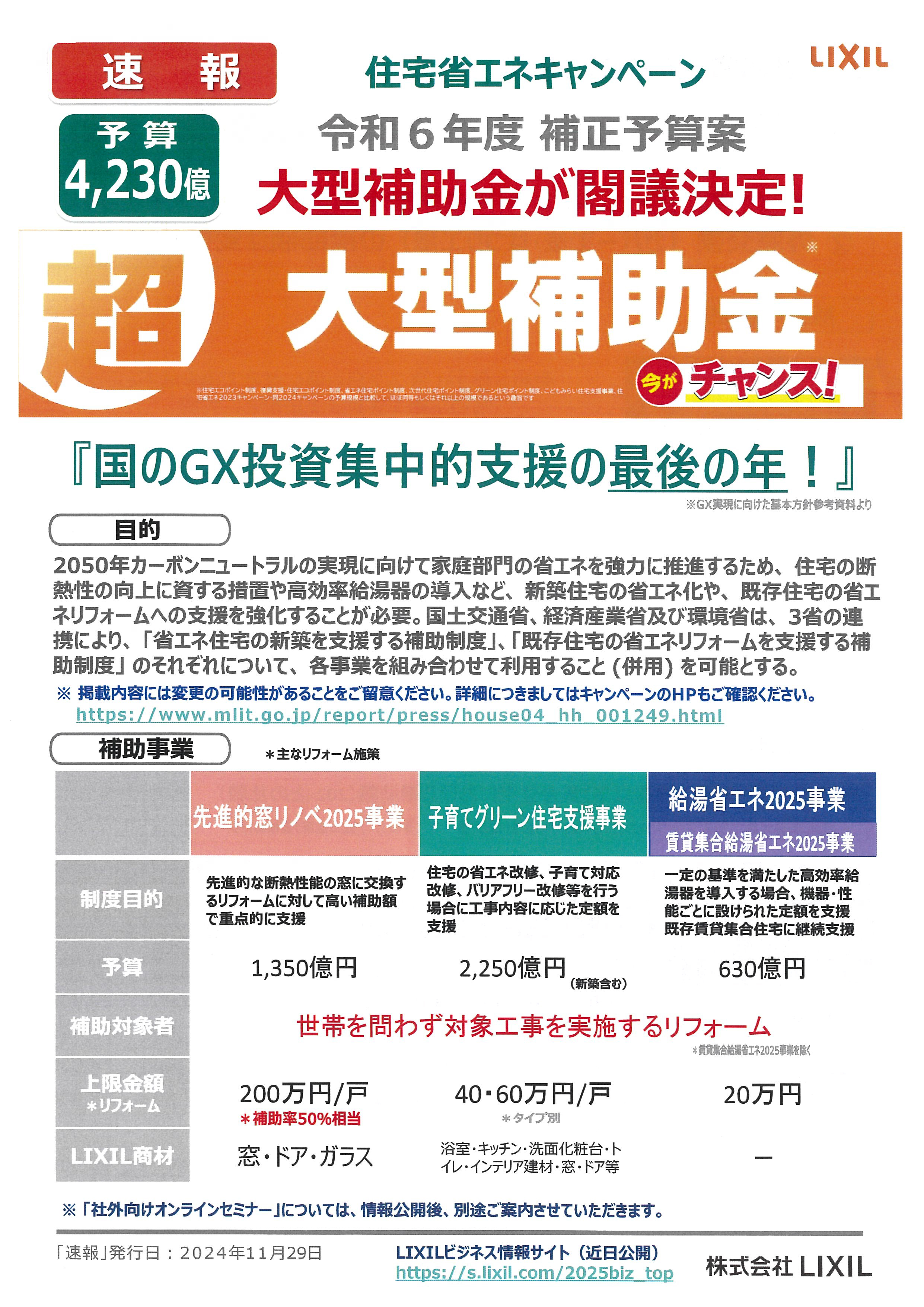 住宅省エネキャンペーン2025 閣議決定! 九重トーヨー住器のイベントキャンペーン 写真1