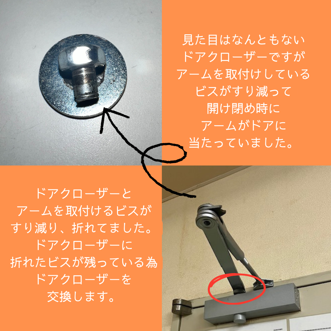 AOBT 浪岡インター店の某事務所スチールドア　ドアクローザー交換工事の施工前の写真1