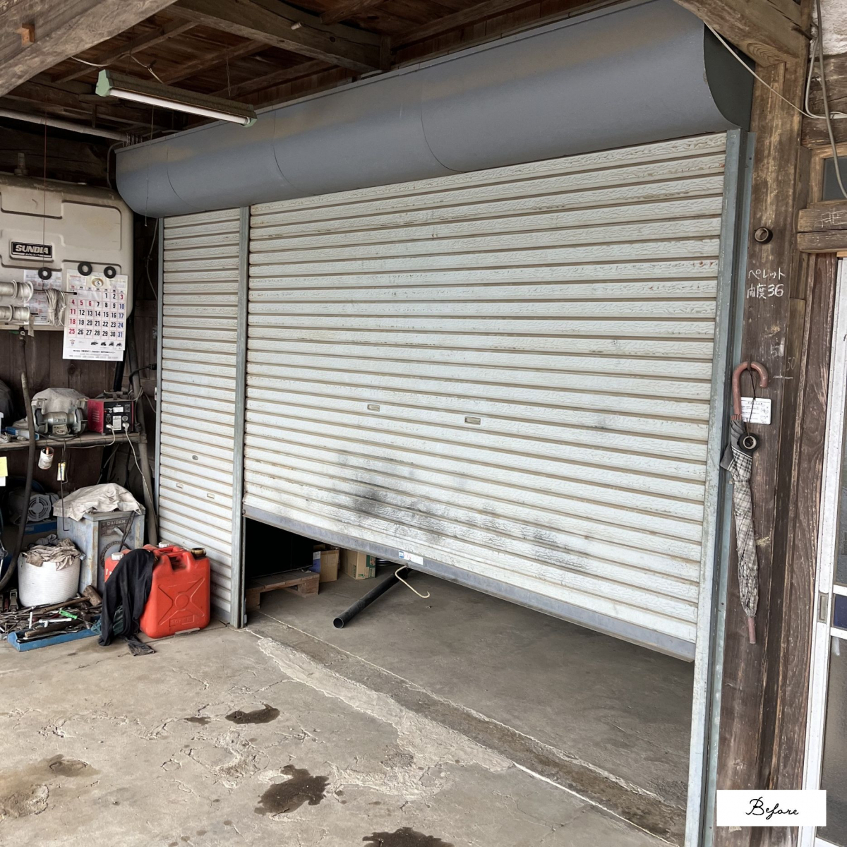 カワサキトーヨー住器 那須那珂川のシャッター取替工事の施工前の写真1
