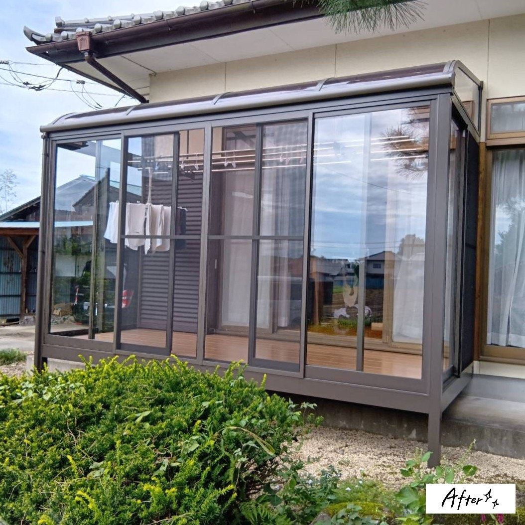 カワサキトーヨー住器 那須那珂川のサンルーム設置工事(K 様邸)の施工後の写真1