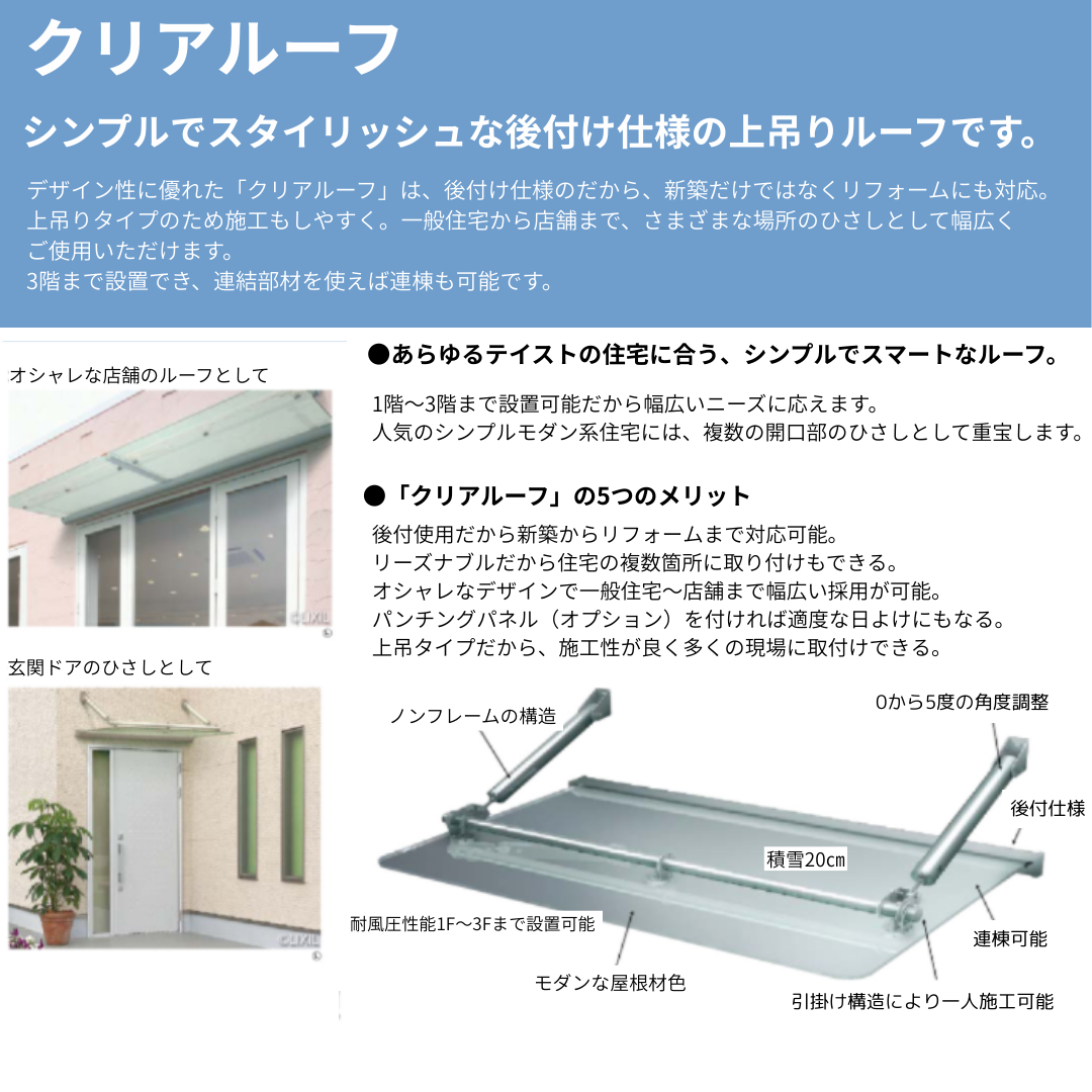 マドLABO前橋のオーニング「クリアルーフ」の設置をしました（前橋市）の施工事例詳細写真1