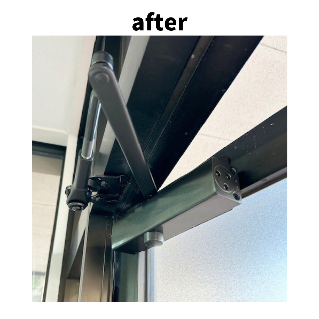 マドLABO前橋の【高崎市】強風で外れたドアクローザーを安全な新しいものへ交換の施工後の写真1