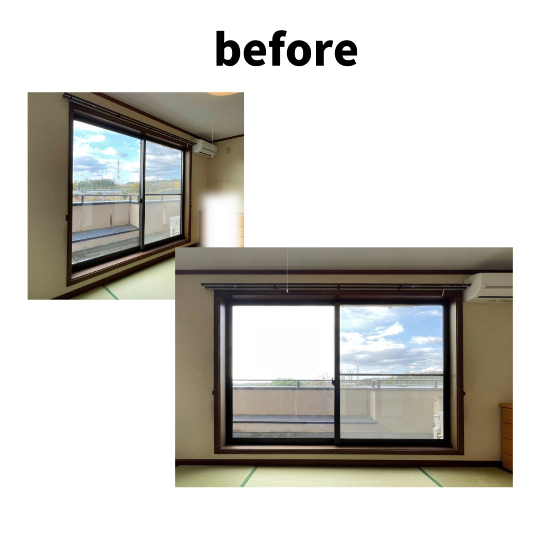 マドLABO前橋の【北群馬郡】断熱性と使いやすさを両立。2枚建から4枚建へリプラス窓交換の施工前の写真1