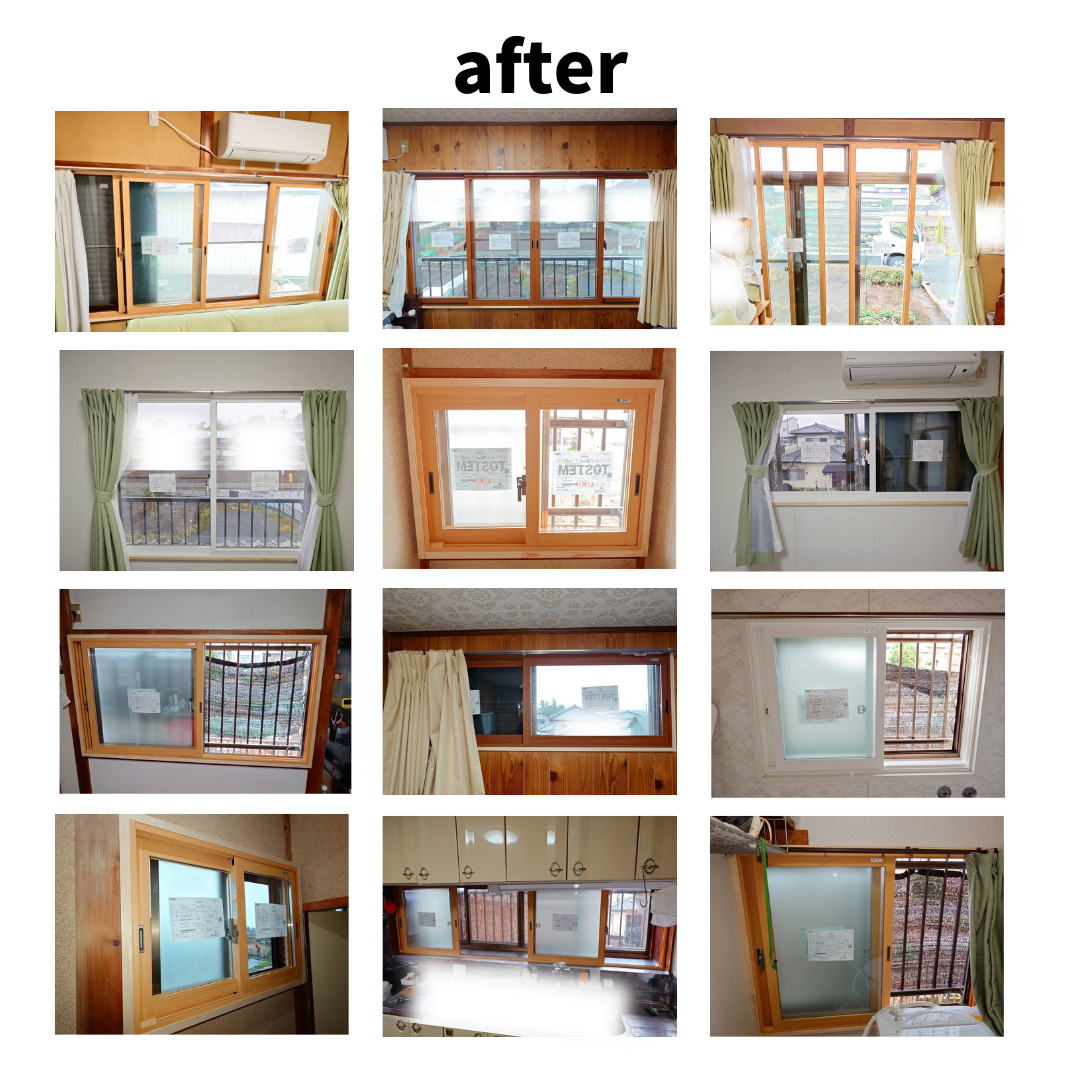 マドLABO前橋の【吉岡町】生活空間12か所に内窓「インプラス」設置で快適さをプラスの施工後の写真1