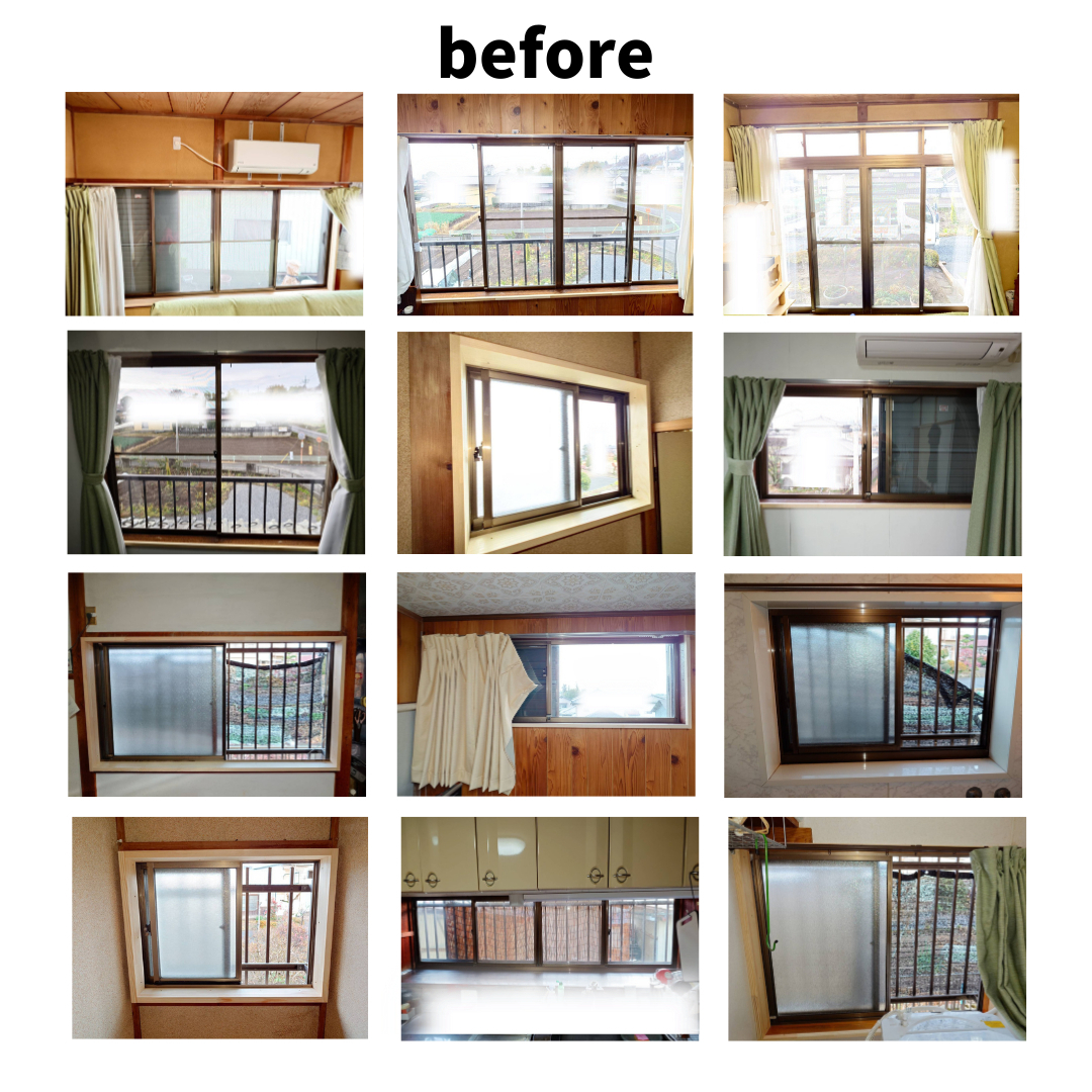 マドLABO前橋の【吉岡町】生活空間12か所に内窓「インプラス」設置で快適さをプラスの施工前の写真1