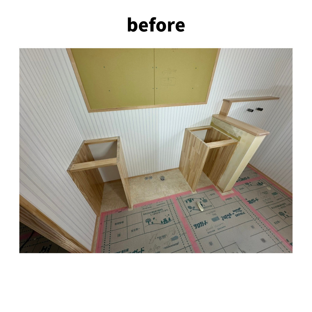 マドLABO前橋の【前橋市】造作洗面台をもっと使いやすく。人工大理石カウンター施工事例の施工前の写真1