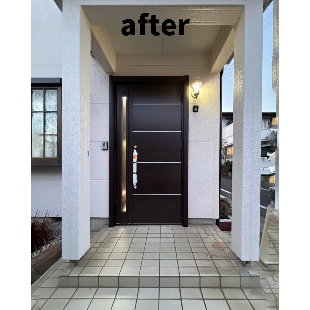 マドLABO前橋の前橋市｜玄関ドア交換で断熱・防犯性アップ（リシェントK2仕様）の施工後の写真1