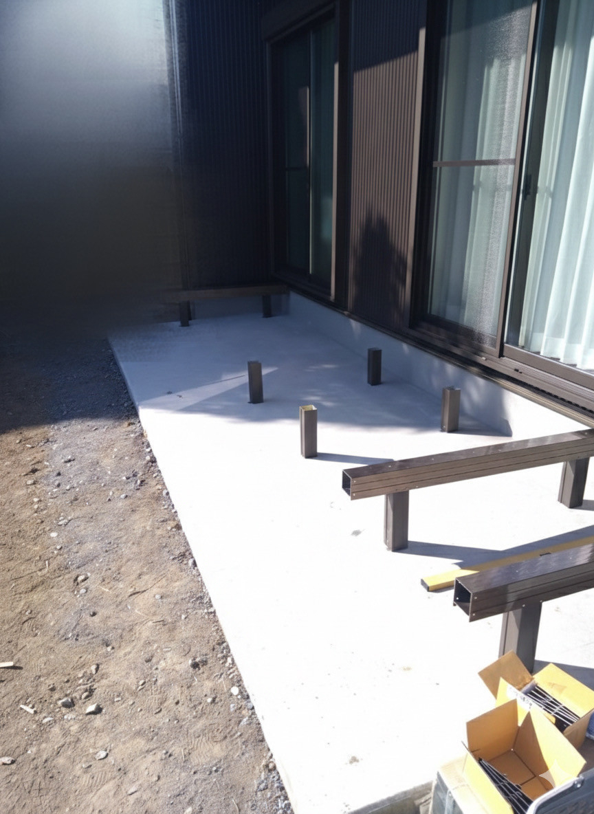 MGI佐野の太田市にてデッキ工事！樹ら楽ステージでくつろぎの空間をの施工前の写真1