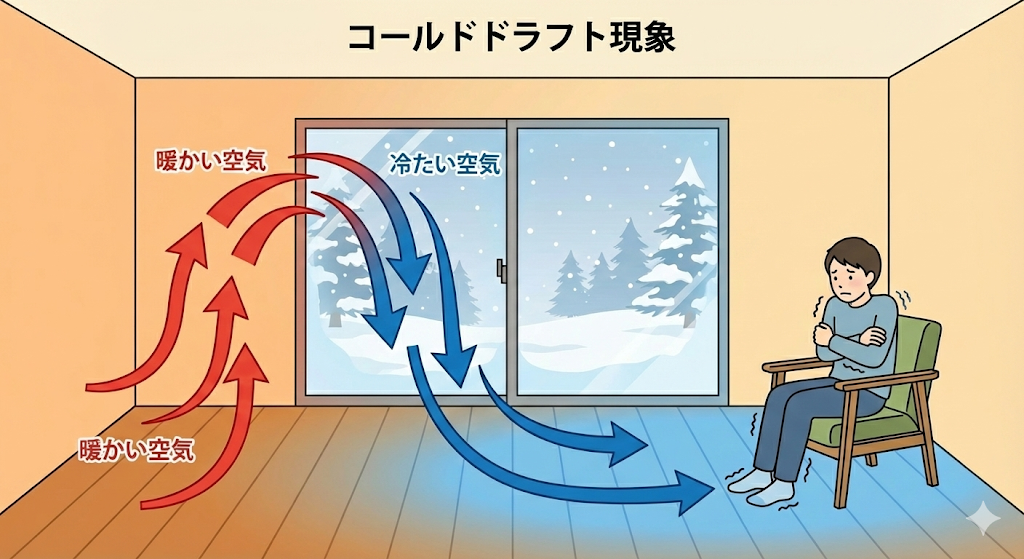 暖房設定が高いのに足元が寒い!コールドドラフトを防ぐ窓の断熱リフォームとヒートショック対策 サカウチのブログ 写真1