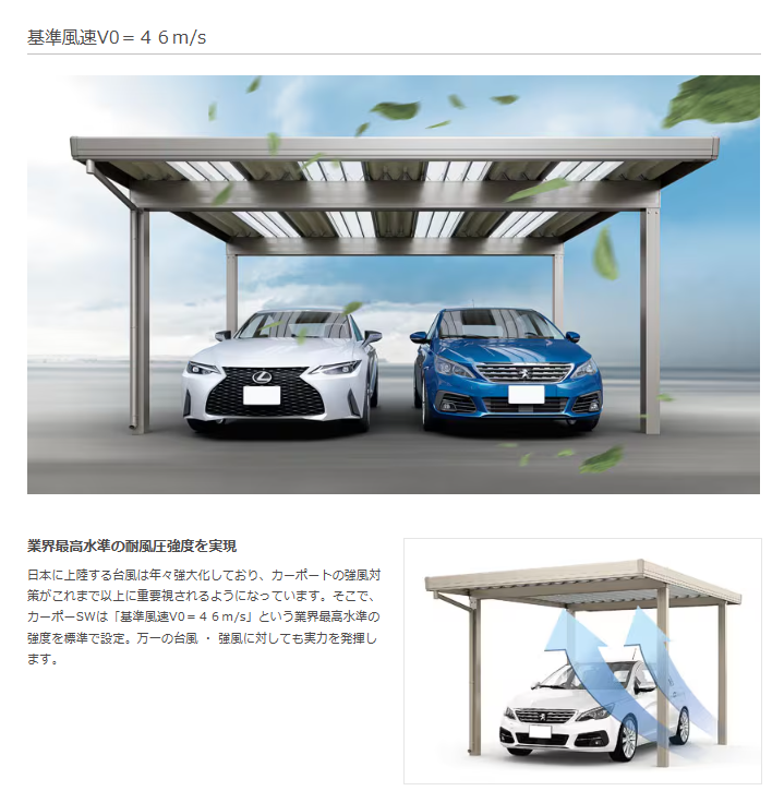 みとよの折半カーポートの施工事例詳細写真1