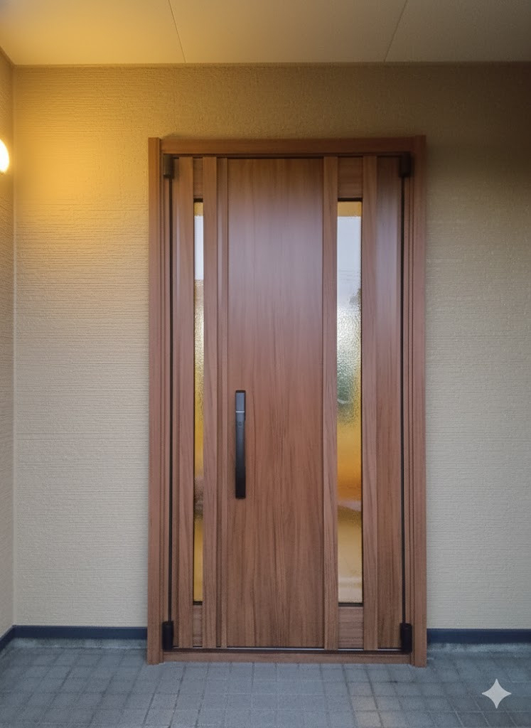 ヤマセイの玄関が暗い・寒いをまとめて解決！木目調ドアでデザイン性と快適性を両立の施工後の写真1