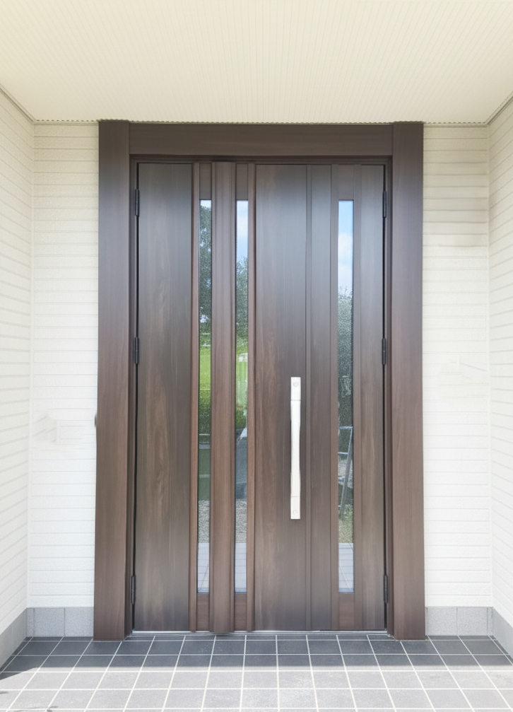 ヤマセイの新潟市｜劣化した古い玄関を木目調 玄関ドアで断熱＆防犯を強化！の施工後の写真1