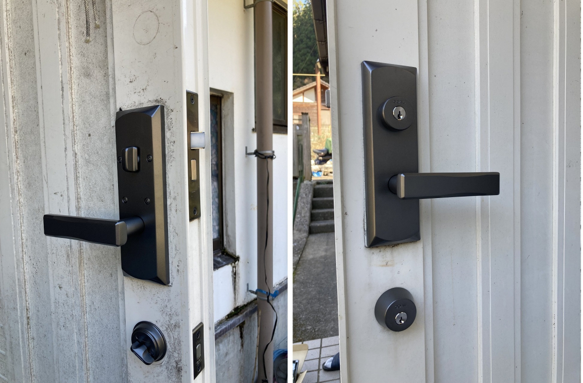 ディー・エー・コーポレーションの玄関ドアのレバーハンドル錠を交換しました。の施工後の写真2