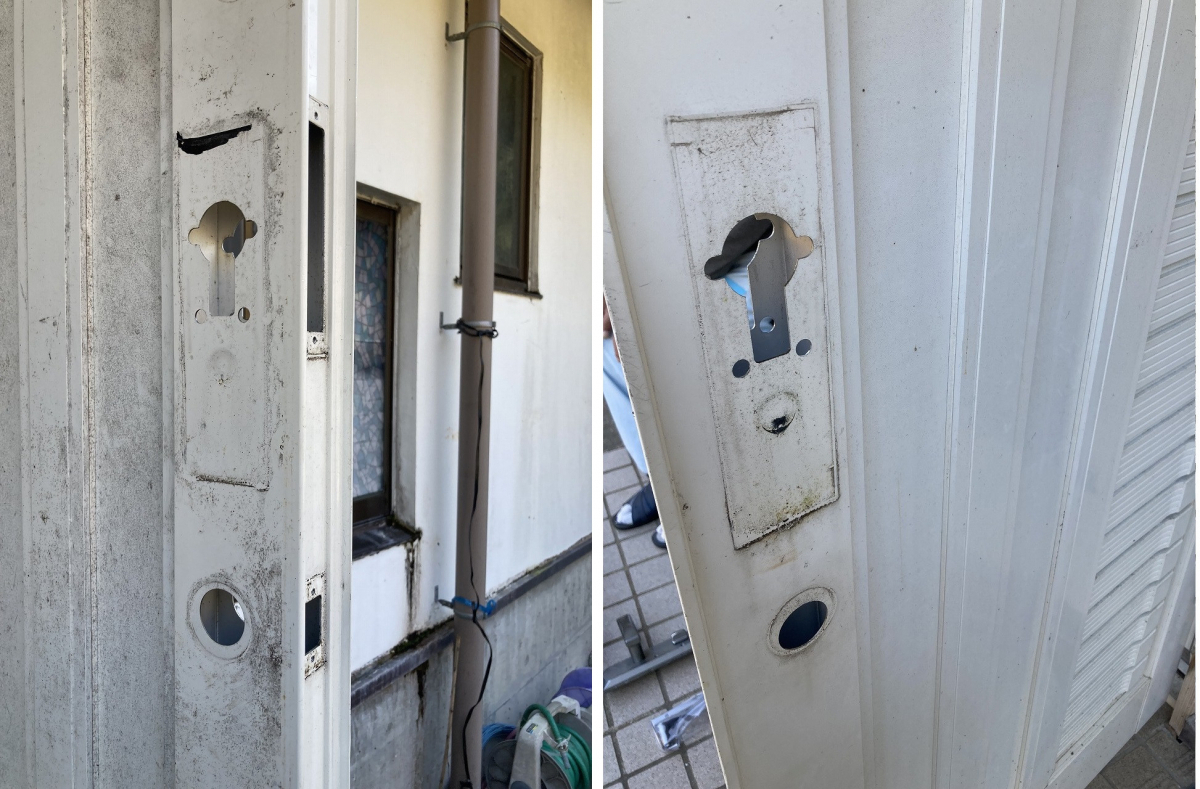 ディー・エー・コーポレーションの玄関ドアのレバーハンドル錠を交換しました。の施工前の写真2