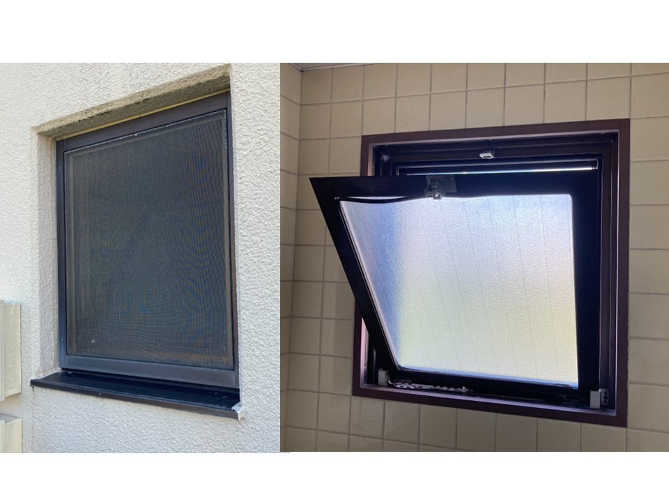 ディー・エー・コーポレーションの2階トイレのヒンジ破損内倒し窓をLIXIL PRO-SEで交換しました。の施工前の写真1