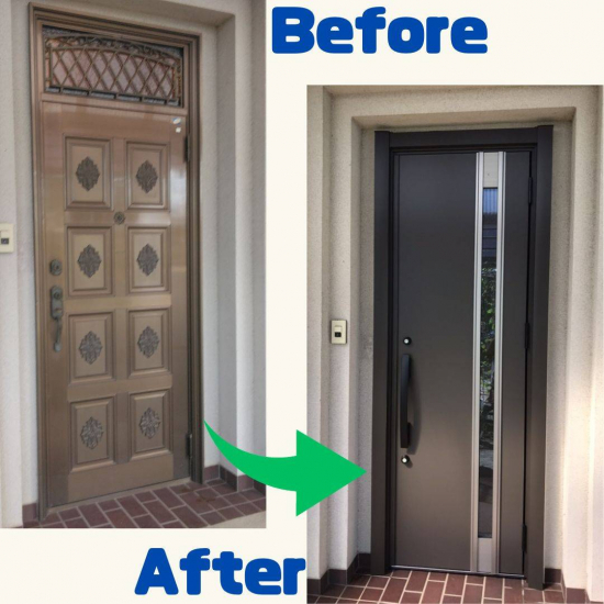 Reプレイス高崎の断熱性能のある玄関ドアに交換施工事例写真1