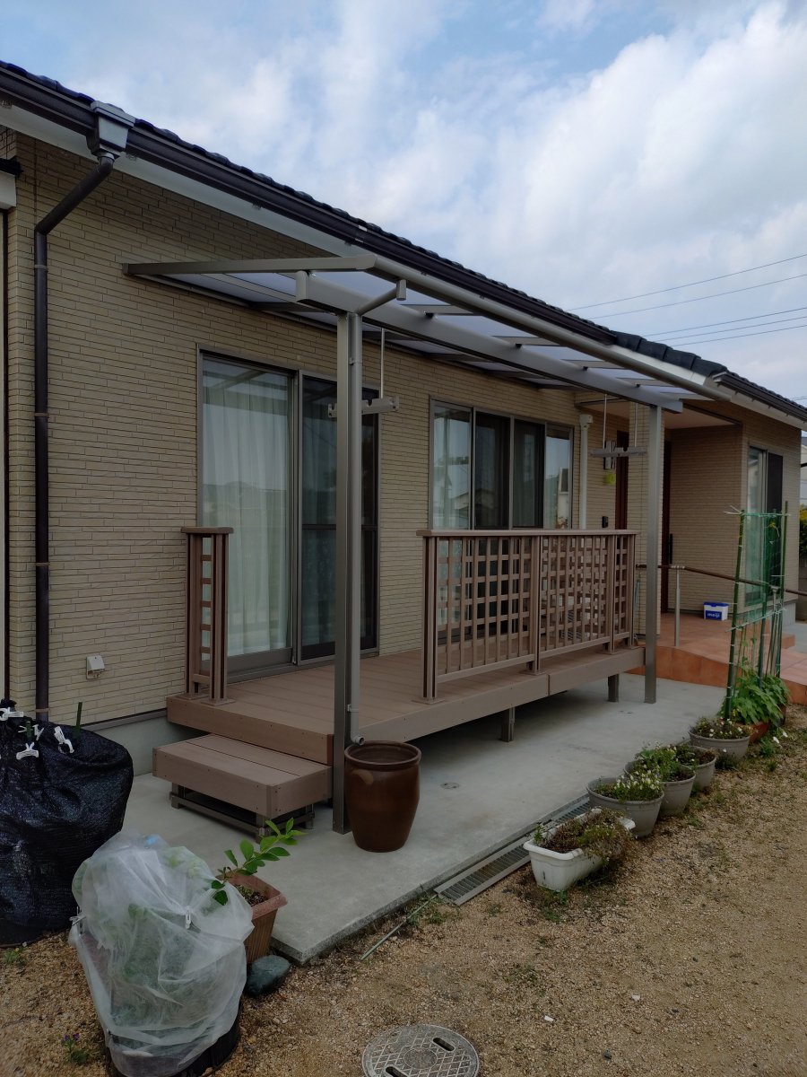 水島アルミトーヨー住器のテラスデッキ工事の施工後の写真1
