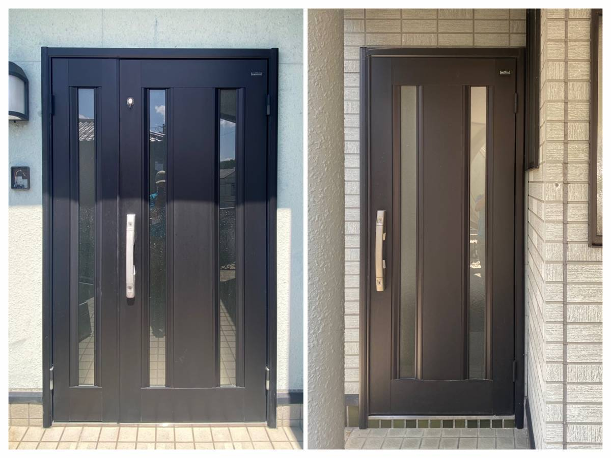 REGALO（レガロ）の玄関ドア取替　親子ドアと片開きドア　2箇所でも1dayリフォーム！の施工前の写真1