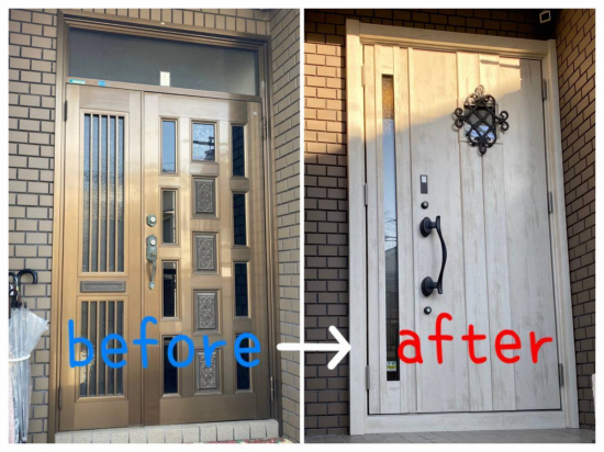REGALO（レガロ）の老朽化した古い感じのドアを今風のオシャレなドアに変えたい☆施工事例写真1