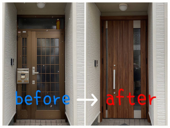 REGALO（レガロ）の老朽化した玄関ドアをオシャレなドアに取替たい☆施工事例写真1