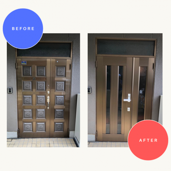 トラス軽金属販売 津島店の古くなったドアをリフォームで防犯&快適に✨施工事例写真1