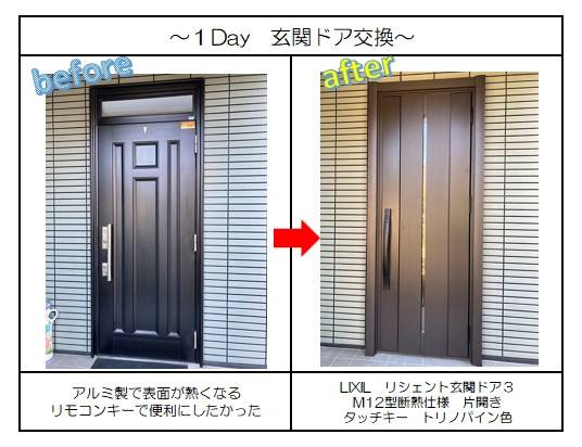 三輪ガラスの【名古屋市】玄関がアルミ製で表面が熱くなる。施工事例写真1