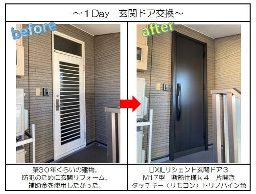 三輪ガラスの【名古屋市】２世帯の玄関ドアリフォームをリシェントの防火戸でリフォーム✨の施工後の写真2
