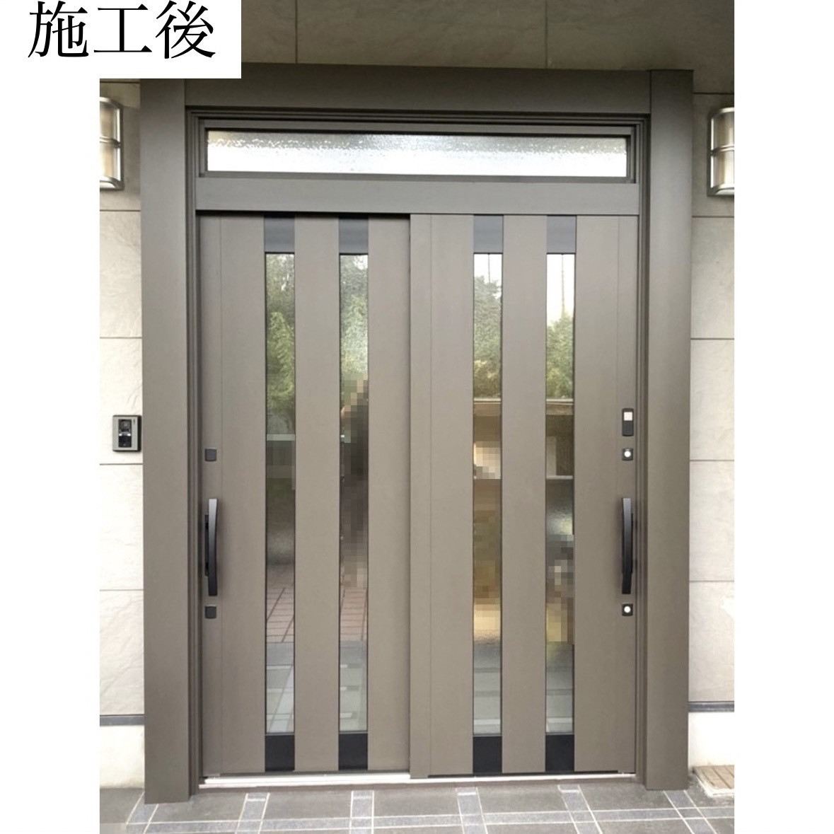 三輪ガラスの【西尾市】両開きのドアが重い。今後の為に玄関引戸に玄関リフォームをの施工後の写真1
