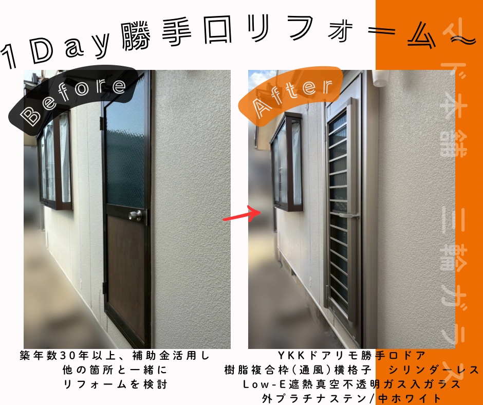 三輪ガラスの【豊田市】シリンダーレスの勝手口は住宅省エネキャンペーンの補助金申請上、外窓扱いになります。の施工後の写真2