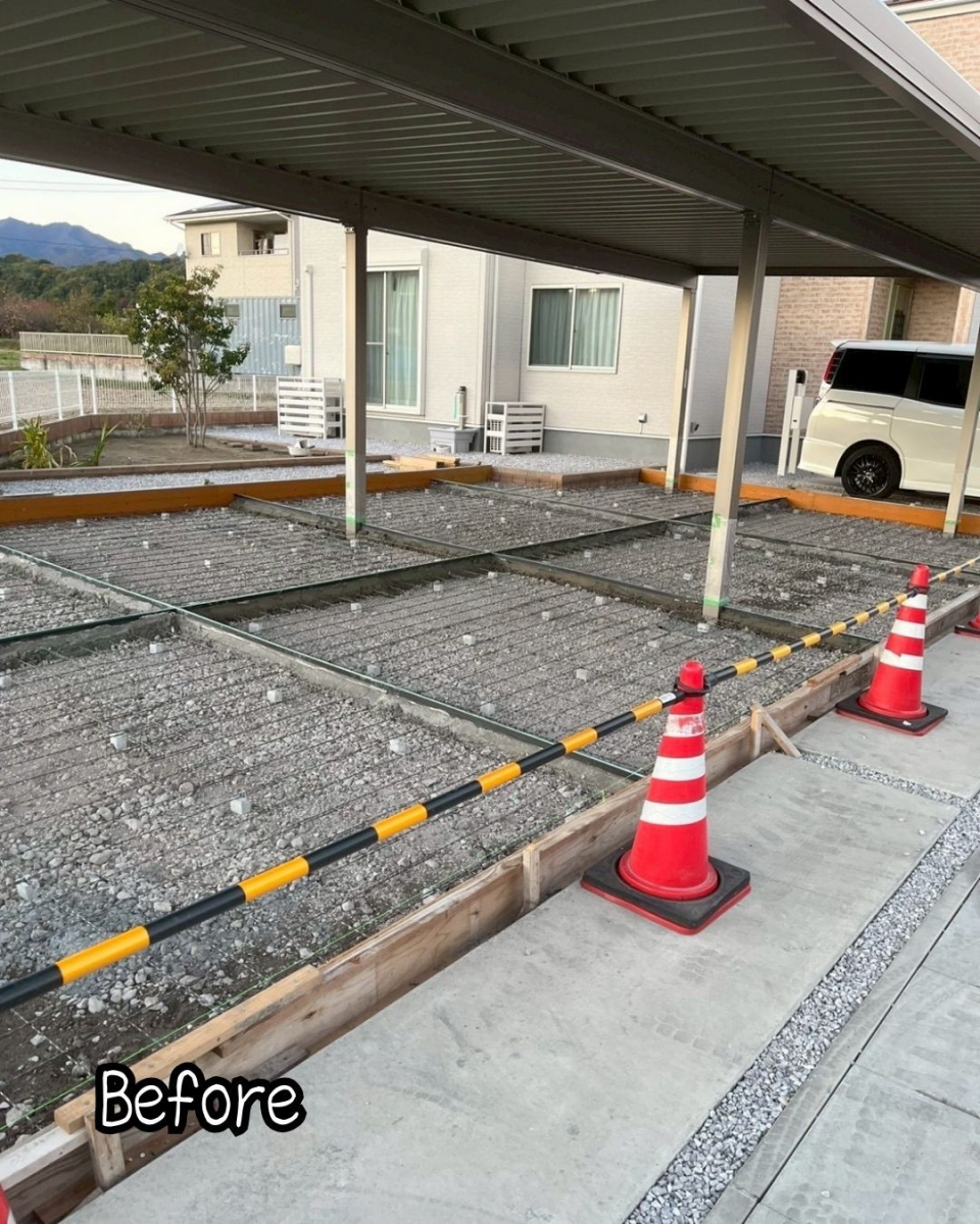 住まいるサポートの高崎市　雨や雪、ヒョウから車を守る！カーポートSWの施工前の写真2