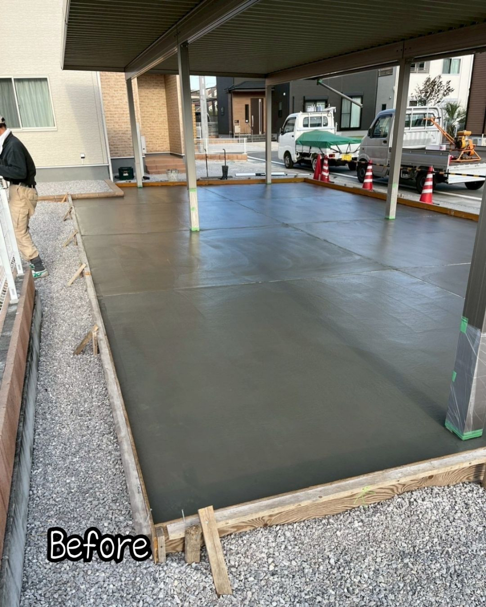 住まいるサポートの高崎市　雨や雪、ヒョウから車を守る！カーポートSWの施工前の写真3