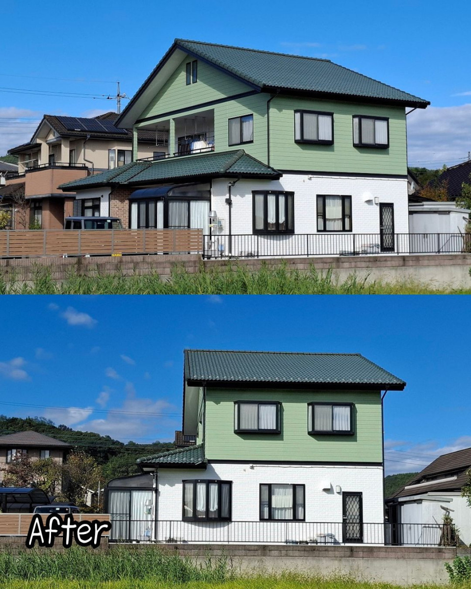 住まいるサポートの渋川市　経年劣化に対応した外壁塗替え工事（プラチナシリコン RIVO2000-IR）の施工後の写真1