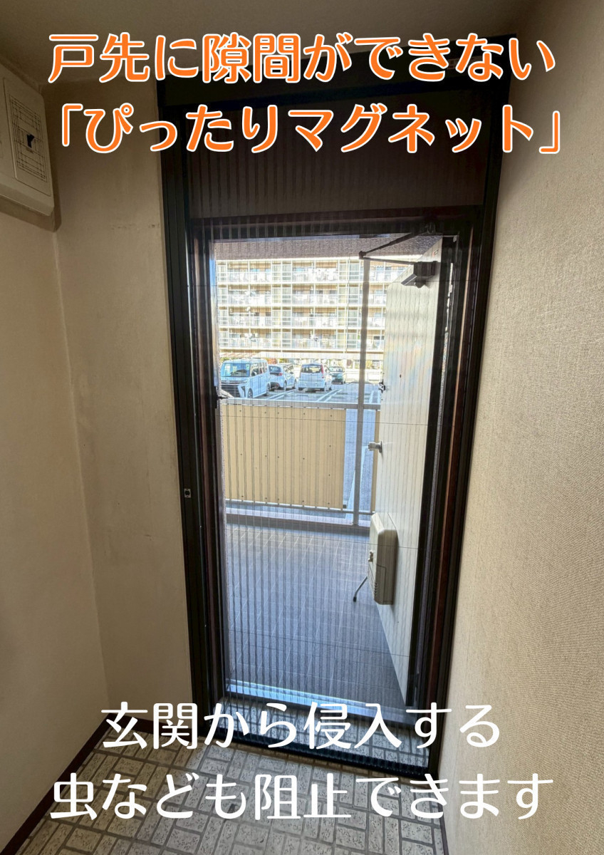 津留建材 大分のS様邸　玄関網戸「しまえるんですa」取付工事の施工後の写真2